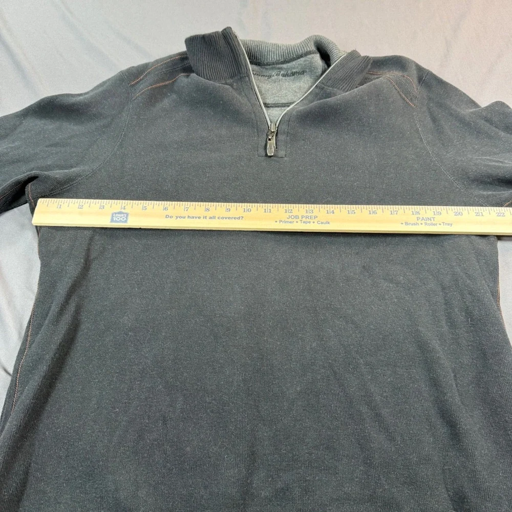 Tommy Bahama Mens Quarter Zip Pullover Sweater Contrast Stitch‎ Marlin Logo